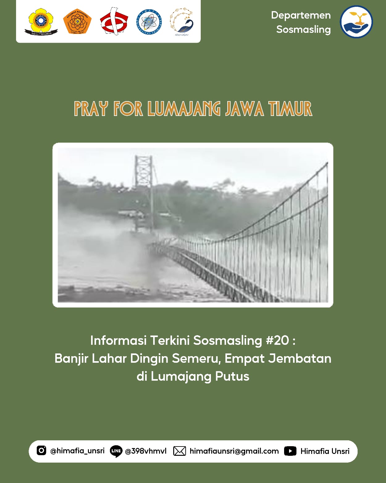 [Informasi Terkini Sosmasling #20: Banjir Lahar Dingin Semeru, Empat Jembatan di Lumajang Putus]